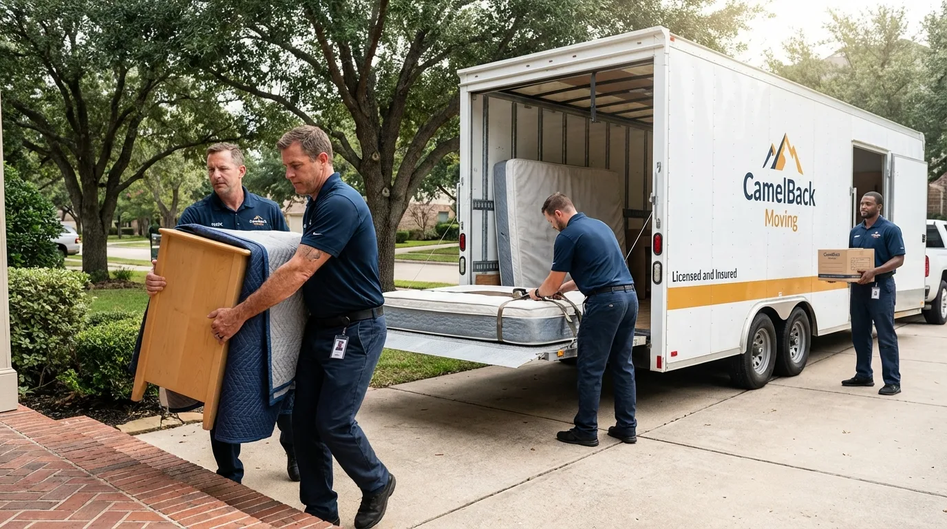 Crew loading residential truck for cross-state move from Middletown, DE