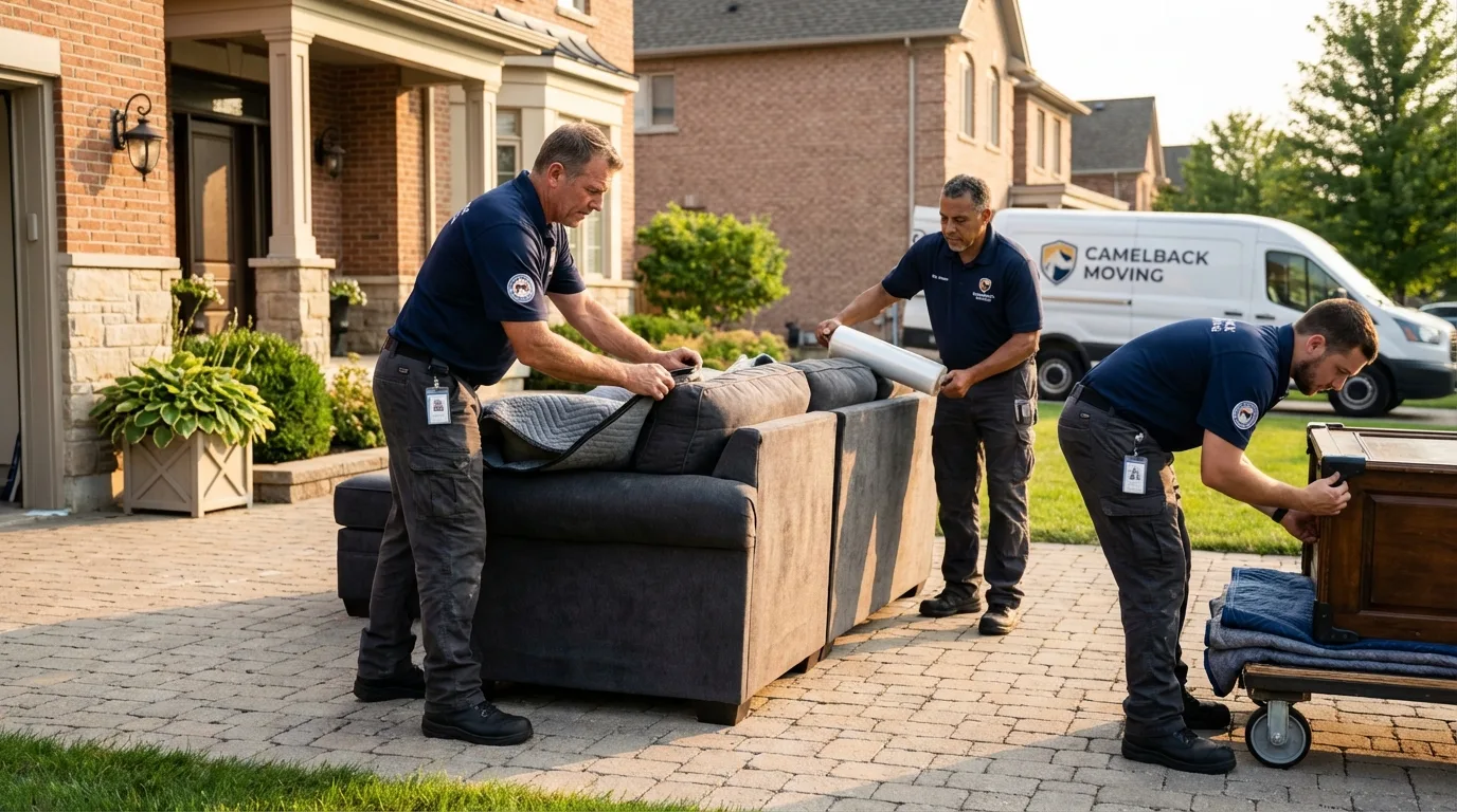 Large estate moving crew wrapping furniture in Middletown, DE